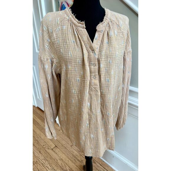☁️ Wonderly Waffle-Gauze Long Sleeve Blouse | Size XL | 100% Cotton - Picture 7 of 8